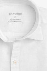 Camicia misto lino con tasche sul petto bianca-Dan John