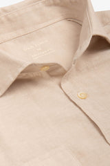 Camicia misto lino con tasche sul petto sabbia-Dan John