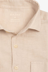 Camicia misto lino con tasche sul petto sabbia-Dan John