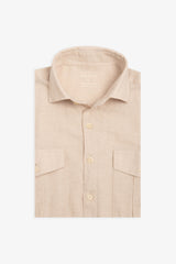 Camicia misto lino con tasche sul petto sabbia-Dan John