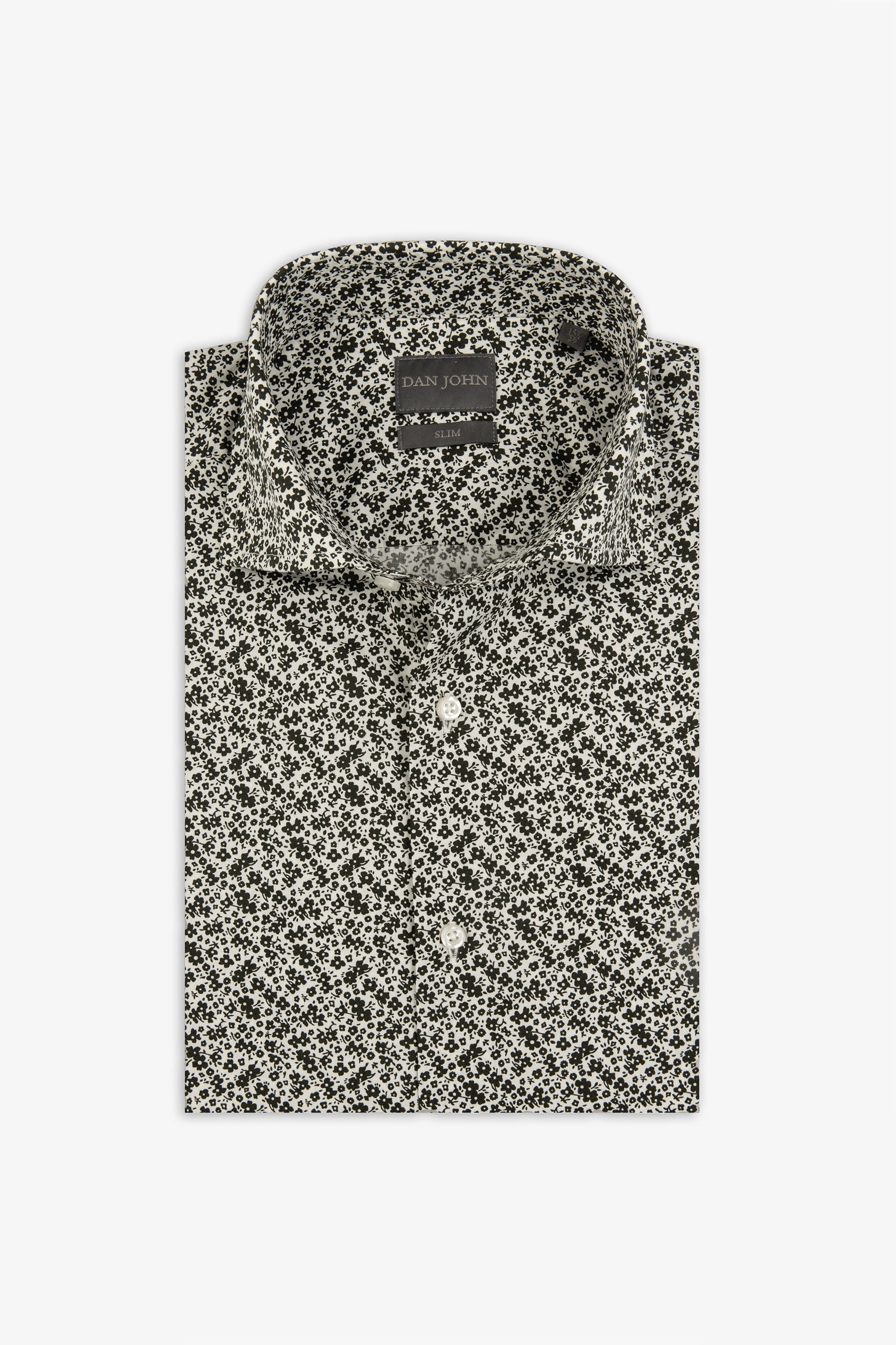 Camicia stampa fiore slim panna-Dan John