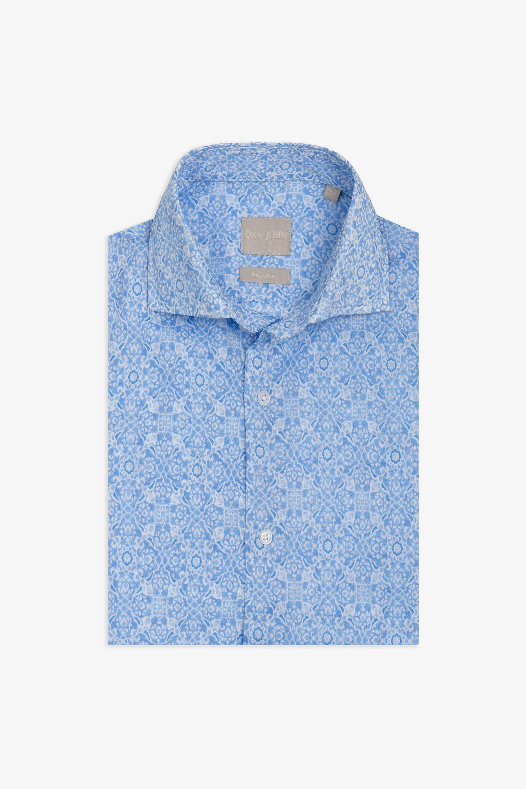 Camicia stampa geometrica celeste-Dan John