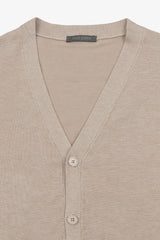 Cardigan scollo a v con bottoni beige-Dan John