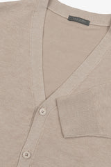 Cardigan scollo a v con bottoni beige-Dan John