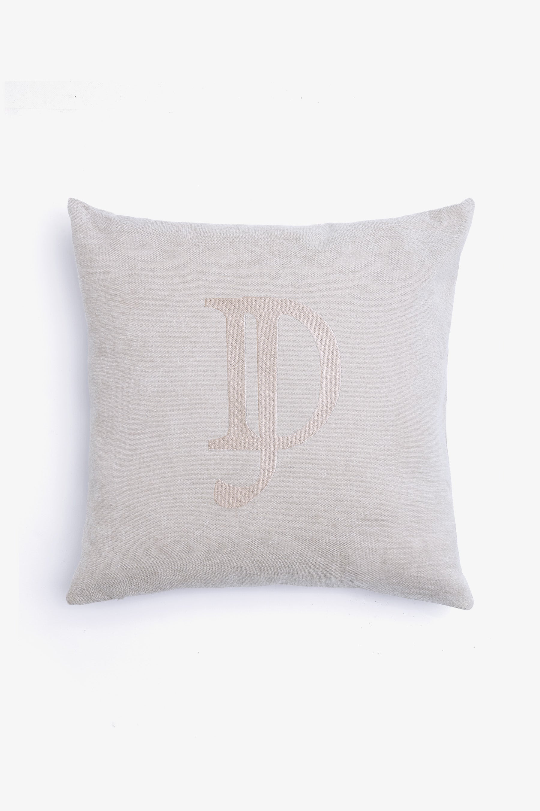 Cuscino medium con ricamo grande beige-Dan John