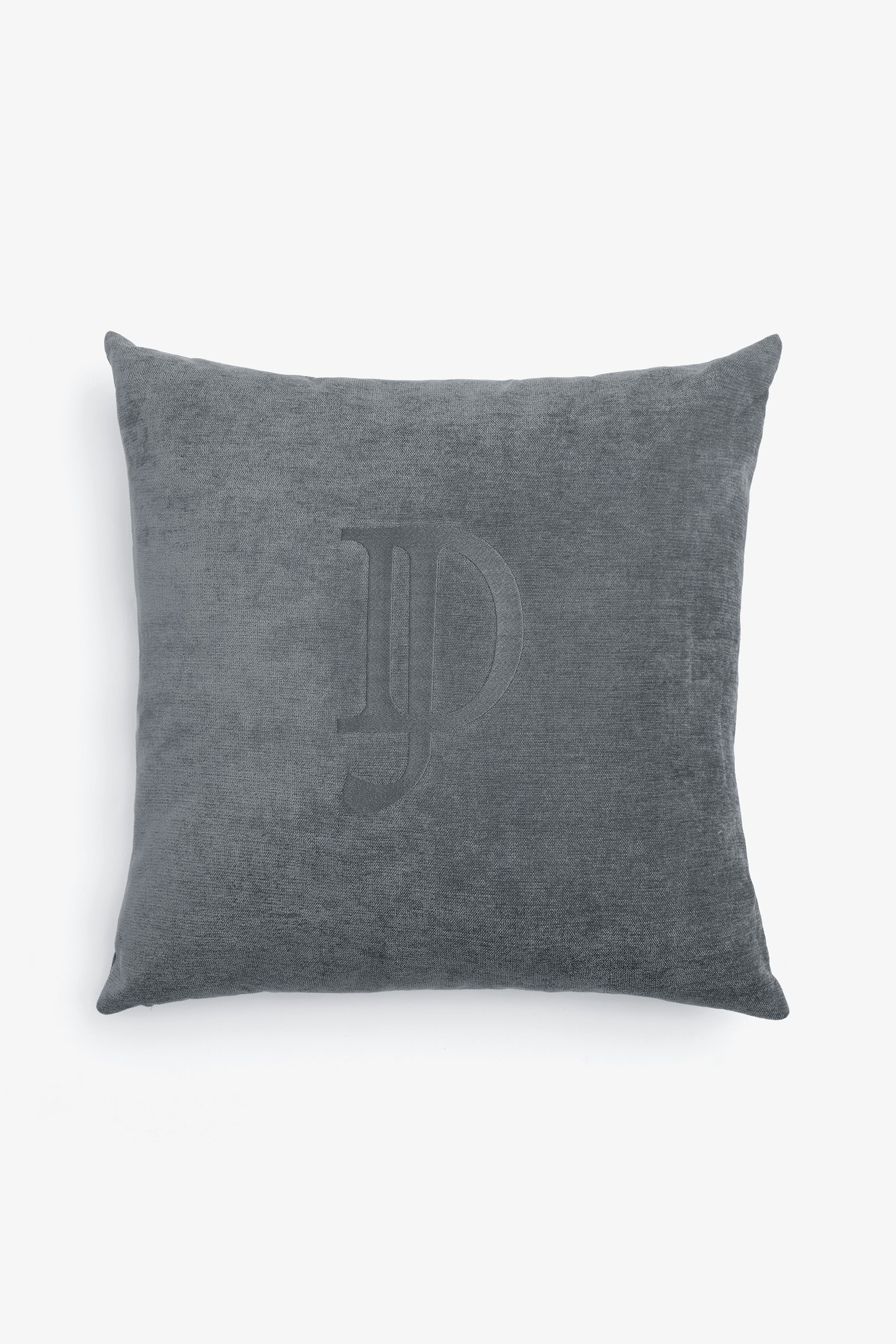 Cuscino medium con ricamo grande grigio-Dan John