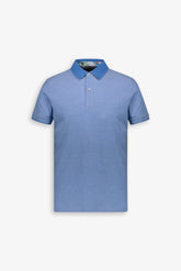 Yarn-dyed polo with blue floral undercollar