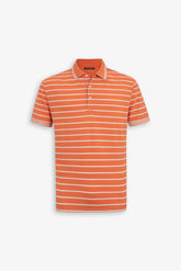 Striped polo shirt in orange jersey