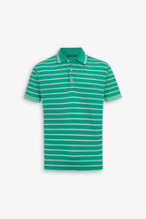 Striped polo shirt in emerald jersey