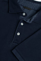 Blue textured pique polo shirt