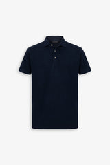 Blue textured pique polo shirt