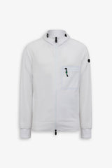Felpa tecnica full zip con cappuccio DNJ bianca-Dan John