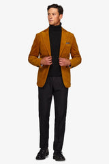 Giacca "Chelsea" in velluto liscio ocra slim-Dan John