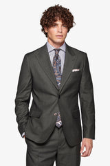 Giacca da abito micro armaturata verde slim-Dan John