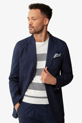Giacca da abito tela paracadute blu slim-Dan John