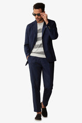 Giacca da abito tela paracadute blu slim-Dan John