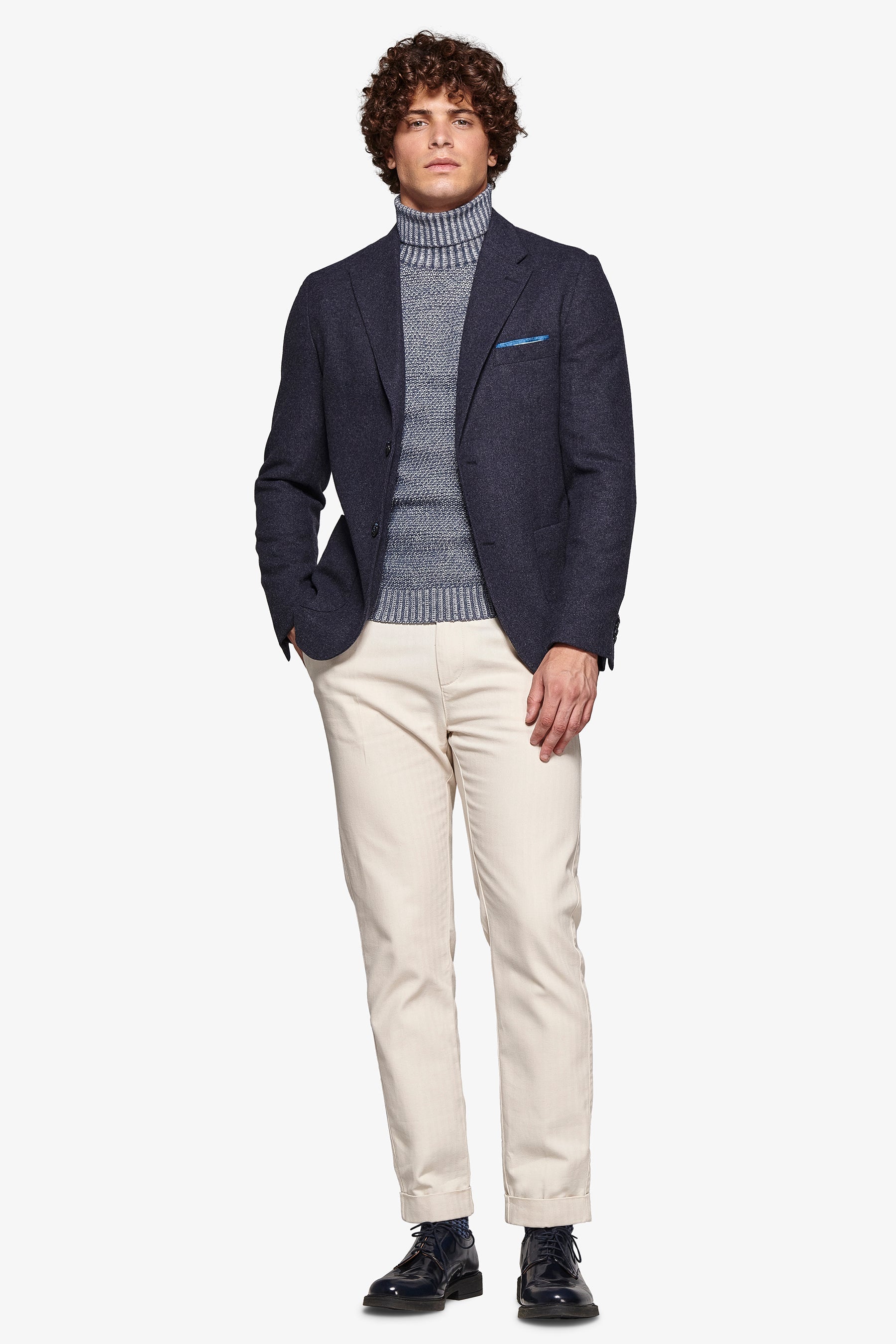 Giacca flanella melange blu-Dan John