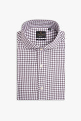 Slim brown gingham check shirt