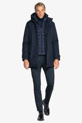 Long blue pea jacket