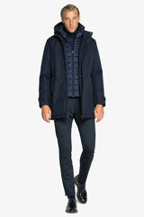 Long blue pea jacket