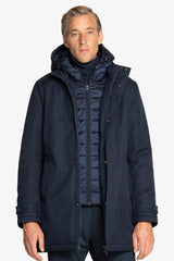 Long blue pea jacket