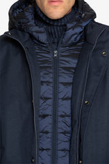 Long blue pea jacket