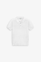 Kids' White Knit Polo Shirt