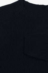 Maglia collo vulcano punto pannocchia blu-Dan John
