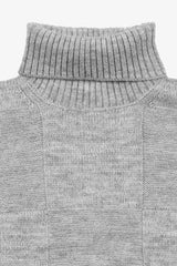 Maglia dolcevita a quadri grigio melange-Dan John