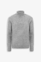 Maglia dolcevita a quadri grigio melange-Dan John