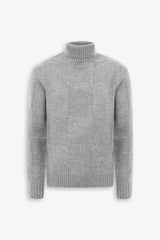 Maglia dolcevita a quadri grigio melange-Dan John