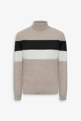 Maglia dolcevita a righe beige-Dan John