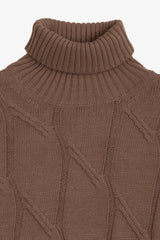 Maglia dolcevita a trecce tortora-Dan John