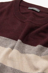 Maglia girocollo a righe piazzate bordeaux-Dan John