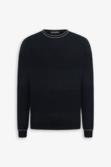 Maglia girocollo color block blu-Dan John