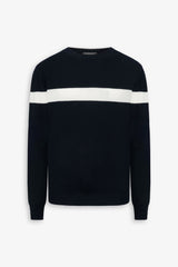 Maglia girocollo riga piazzata blu-Dan John