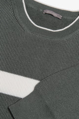 Maglia girocollo riga piazzata verde malva-Dan John