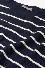 Maglia girocollo righe a contrasto blu-Dan John