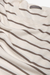 Maglia girocollo righe a contrasto panna-Dan John