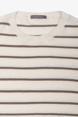 Maglia girocollo righe a contrasto panna-Dan John
