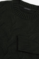 Maglia girocollo treccia discontinua verde-Dan John