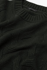 Maglia girocollo treccia discontinua verde-Dan John