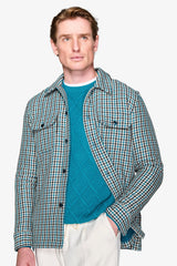 Overshirt pied de poule petrolio "Olden"-Dan John