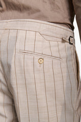 Pantalone da abito gessato melange panna-Dan John