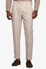 Pantalone da abito gessato melange panna-Dan John