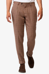 Pantalone pied de poule marrone-Dan John