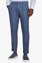 Pantaloni da abito misto lino Herringbone avion-Dan John