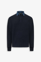 Polo collo denim blu-Dan John