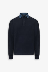 Polo collo denim blu-Dan John