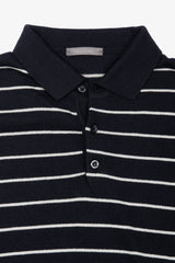 Polo in maglia a righe contrasto navy-Dan John